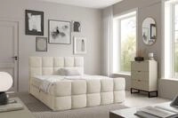 Boxspringbett Schlafzimmerbett Satine Premium 120x200cm Stoff Coral Creme