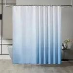 Duschvorhang &Uuml;berl&auml;nge Anti-schimmel Stoff Wei&szlig; Blau 240x200cm 16 Haken