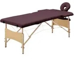 Massageliege Klappbar 2-zonen Mit Holzgestell Bordeaux-lila - Vidaxl