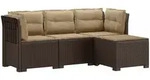 4-sitzer Garten Sofa Mit Kissen Rattan Look Pp Braun Vidaxl