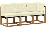 Vidaxl 3 Pcs Outdoor Middle And Corner Sofa Natural