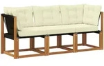Vidaxl 3 Pcs Outdoor Middle And Corner Sofa Natural