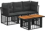 Gartensofa-set 4 Stk. Schwarz Und Dunkelgrau Poly-rattan Vidaxl