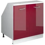 Dachschr&auml;genschrank Rion, Rot Hochglanz, 80 X 81.6 Cm Mit 2 T&uuml;ren,...