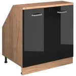 Dachschr&auml;genschrank Rion, Schwarz Hochglanz, 80 X 81.6 Cm Mit 2 T&uuml;ren,