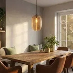 H&auml;ngeleuchte Pendelleuchte Wohnzimmerlampe Led Warmwei&szlig; Schwarz Metall H 120...
