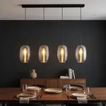 Led Pendelleuchte H&auml;ngeleuchte Esszimmerlampe Glas Rauchfarben Schwarz H 120 Cm