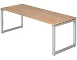 B&uuml;m&ouml; Schreibtisch Serie-r Rechteck: 200 X 80 Cm Nussbaum Silber