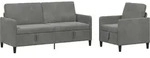 Sofa Set Mit Stauraum 2 Stk. Dunkelgrau Polyester Vidaxl