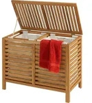 Relaxdays W&auml;schesammler 2 F&auml;cher, W&auml;schetruhe 150 L, Entnehmbare W&auml;sches&auml;cke,