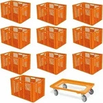 Brb 10er Spar-set Euro-stapelbeh&auml;lter Plus Transportroller, 600x400x410 Mm