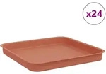 Vidaxl Square Flower Tray 24 Pcs Brick Red 25.5 X 25.5 X 2.5 Cm