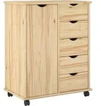 Vidaxl Rolling Cabinet 63.5 X 39 X 79 Cm Solid Pine Wood Brown