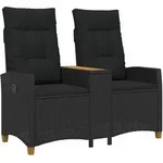 Vidaxl Reclining Bench With Table 2 -seater 126 X 65 X 112 Cm Black