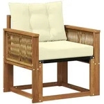 Vidaxl Outdoor Middle Sofa Solid Acacia Wood And Textilene Natural