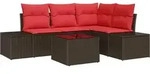 Gartensofa-set Mit Speicher Braun Und Rot Poly-rattan Vidaxl