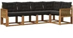 Vidaxl Outdoor Sofa Set 5 Pcs Natural And Black