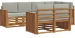 Outdoor-sofagarnitur 7 Stk. Nat&uuml;rlich Und Hellgrau Polyester Vidaxl