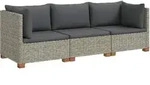 3 Stk. Rattan-lounge-set Mit Kissen Gendt Naturrattan Kubu Grau Vidaxl