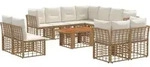 Gartensofa-set 12 Stk. Nat&uuml;rlich Und Cremwei&szlig; Poly-rattan Vidaxl