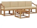 Vidaxl Outdoor Sofa Set 5 Pcs Natural And Beige