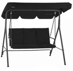 Hinhocker Hollywoodschaukel 3-sitzer Mit Sonnendach, Schwarz, Bis 250 Kg Belastbar,