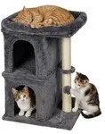 Relaxdays Kratzbaum, Mit 2 H&ouml;hlen & Spielzeug, Sisal, Mit Liegefl&auml;che,