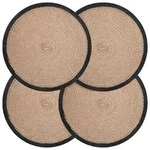 Jute Platzsets 4 Stk. Nat&uuml;rlich Und Schwarz 100% Tossa Jute Vidaxl