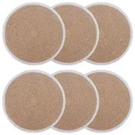 Jute Platzsets 6 Stk. Nat&uuml;rlich Und Wei&szlig; 100% Tossa Jute Vidaxl