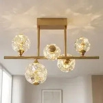 Led Deckenlampe Deckenleuchte Schlafzimmerlampe Kristalle Goldfarben L 61 Cm