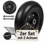Relaxdays Sackkarrenrad 2er Set, 4.00-6, Vollgummi, Komplettrad Stahlfelge, Mit
