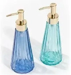 Relaxdays Seifenspender, 2er Set, 320 Ml, Glas, Nachf&uuml;llbar, Seife, Duschgel,...
