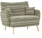 Gerade Sofa 2 Pl&auml;tze Aus Samt-frottee Mit Armlehnen, Holzf&uuml;&szlig;e, Seitentaschen...
