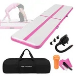 Ecd Germany Aufblasbare Gymnastikmatte Turnmatte Airtrack 4m, Rosa, 10 Cm Dicke,
