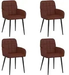 Vidaxl Dining Chairs 4 Pcs Faux Leather Shiny Brown 57 X 50 X 85 Cm