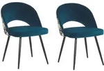 Esszimmerstuhl 2er Set Blau Polsterbezug Mit Metallbeinen Und Floralem Muster