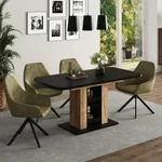 Esstisch Fenaro, Schwarz/goldkraft Eiche, 120-160 X 80 Cm, Vicco