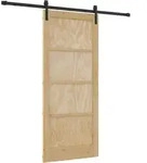 Schiebet&uuml;r 86 X 198,5 Cm Massives Kiefernholz Vidaxl