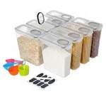 Relaxdays Vorratsdosen 8er Set, Mit Deckel, Luftdicht, M&uuml;slidose 3,7l, Mit Dosierer