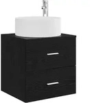 Vidaxl Wall-mounted Sink Vanity Black Oak 49.5 X 44.5 X 65.5 Cm