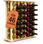 Relaxdays Weinregal, 46 Flaschen, Kiefernholz, 76 X 76 X 19 Cm, Weinhalter F&uuml;r Rot-