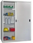 Pavoy Schiebet&uuml;renschrank, 1200x1500x600 Mm, 4 B&ouml;den Verzinkt, Ral 7035/5012
