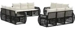 Gartensofa-set 12 Stk. Schwarz Und Cremewei&szlig; Poly-rattan Vidaxl