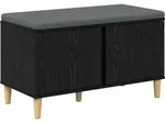 Vidaxl Hall Bench Black Oak 80 X 38 X 46 Cm Engineered Wood And Fabric