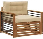 Vidaxl Outdoor Sofa Set Solid Acacia Wood And Polyester