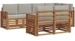 Outdoor-sofagarnitur 7 Stk. Nat&uuml;rlich Und Hellgrau Polyester Vidaxl