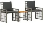 Vidaxl Outdoor Furniture Set 3 Pcs Black And Dark Grey