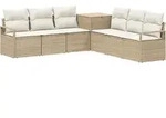 Sofa Set 7 Stk. Beige Und Cremewei&szlig; Polyrattan Und Stahl Vidaxl