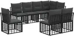 Outdoor-sofagarnitur 8 Stk. Schwarz Und Dunkelgrau Polyester Vidaxl