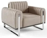 Selsey Parissa - Sessel, Samt Hellbeige Verchromte F&uuml;&szlig;e, 106 Cm
